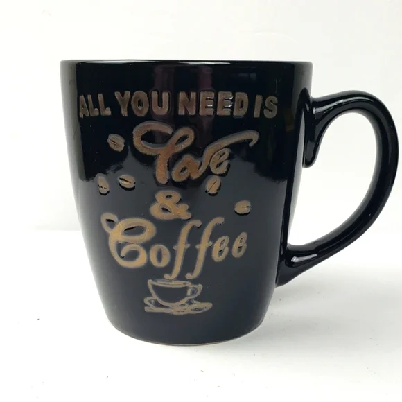 Kitchen | All You Need Is Love Coffee Mug Cup Black Ceramic Stoneware 16oz  Royal Norfolk | Poshmark